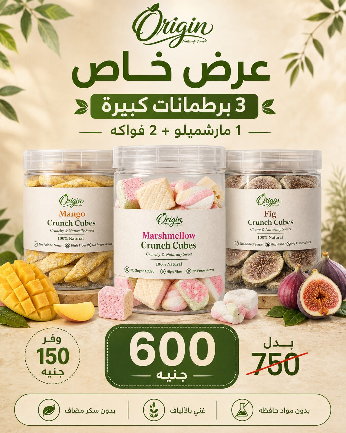 اشتري 3 برطمان كبير بسعر 600 جنيه بدل 750 ( ١ مارشملو+ ٢ فواكه)
